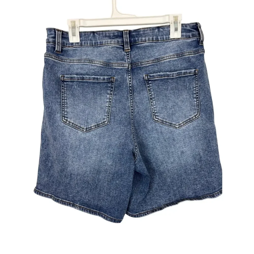 Universal Standard Denim Shorts Women’s Size 12 Blue Asymmetrical Fly  Casual
